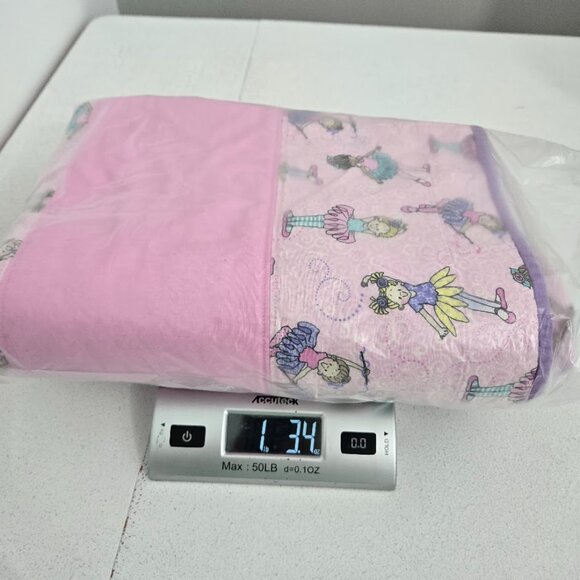 Handmade Baby Girl Ballerinas Quilt 75"x50" Pink Purple Lightweight Baby Blanket - Picture 6 of 6
